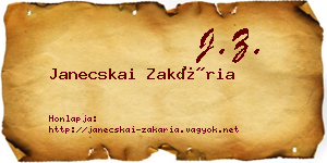 Janecskai Zakária névjegykártya